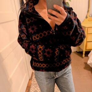 Nashbar Vintage Y2k Aztec Print Fleece Quarter ZIP Southwestern Cozy
